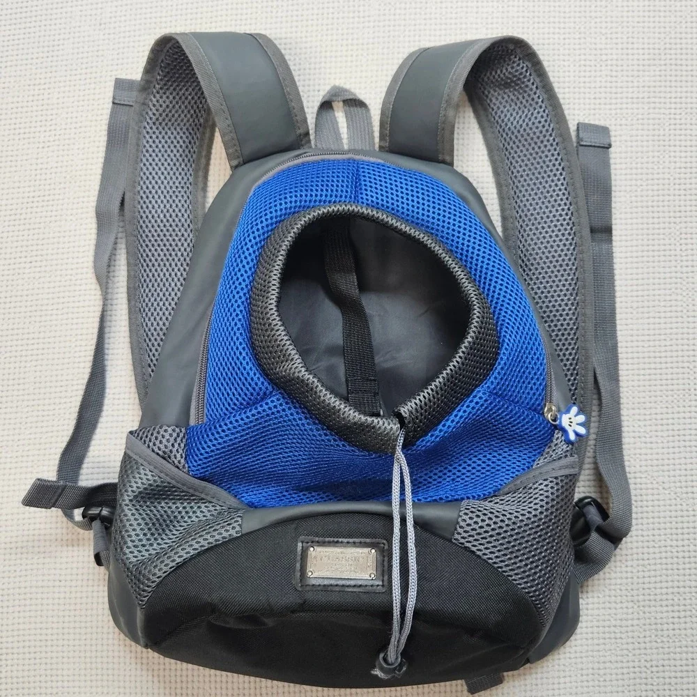 Classic Fashion Collection Pet Carrier Backpack Blue Grey Mesh Small Dog Cat 12